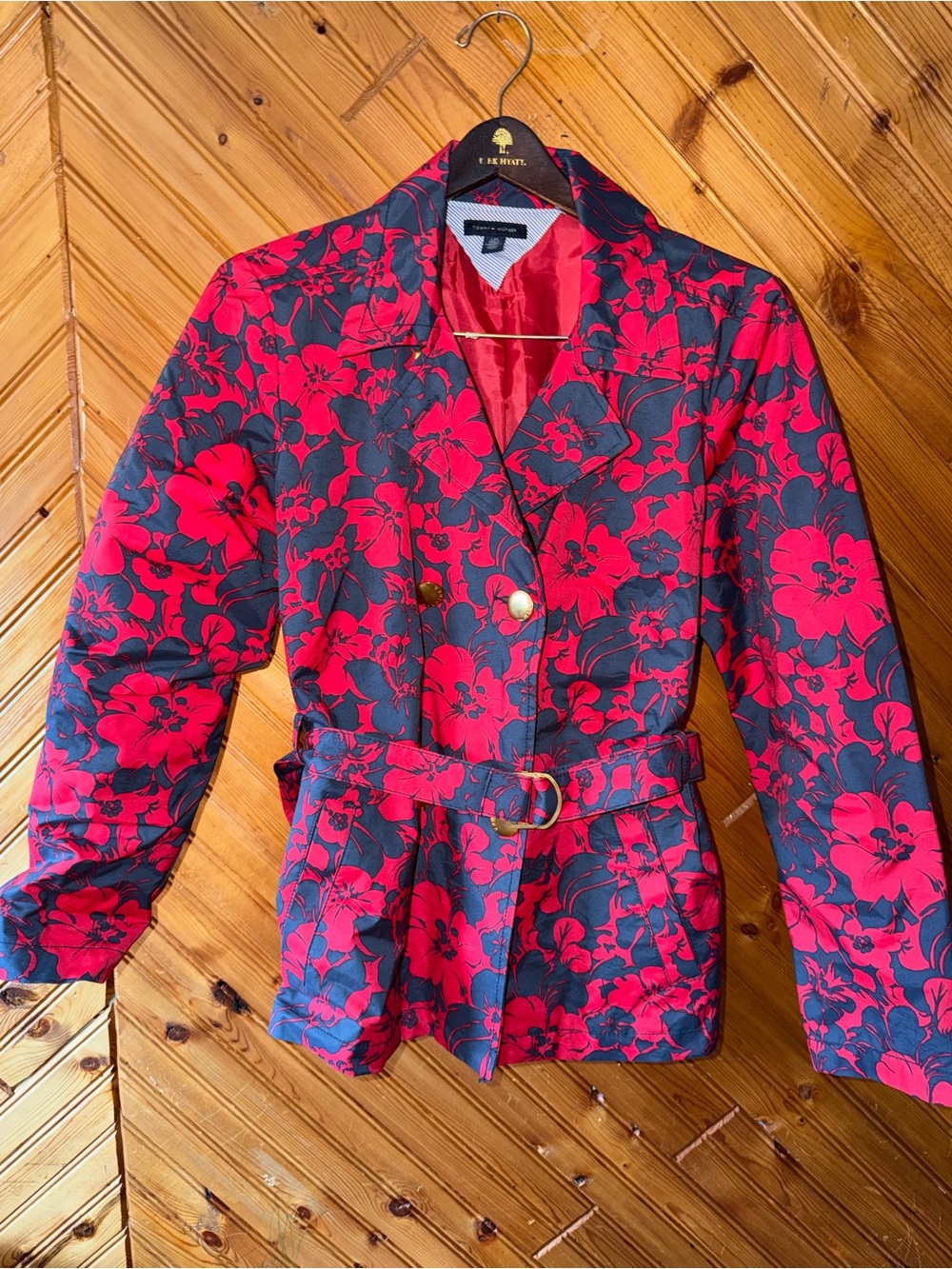 Tommy Hilfiger red and blue floral jacket large